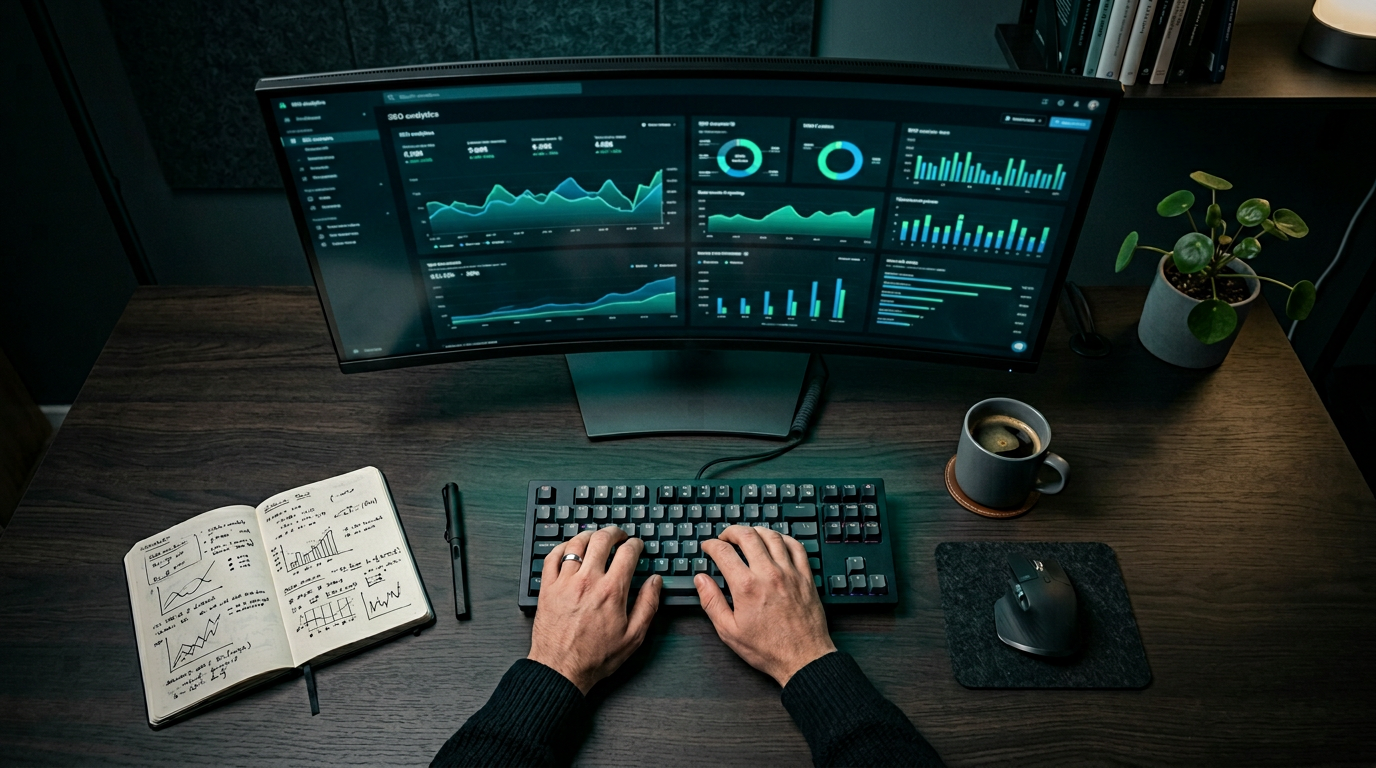 PositionMySite dashboard preview: organic SEO metrics and site signals